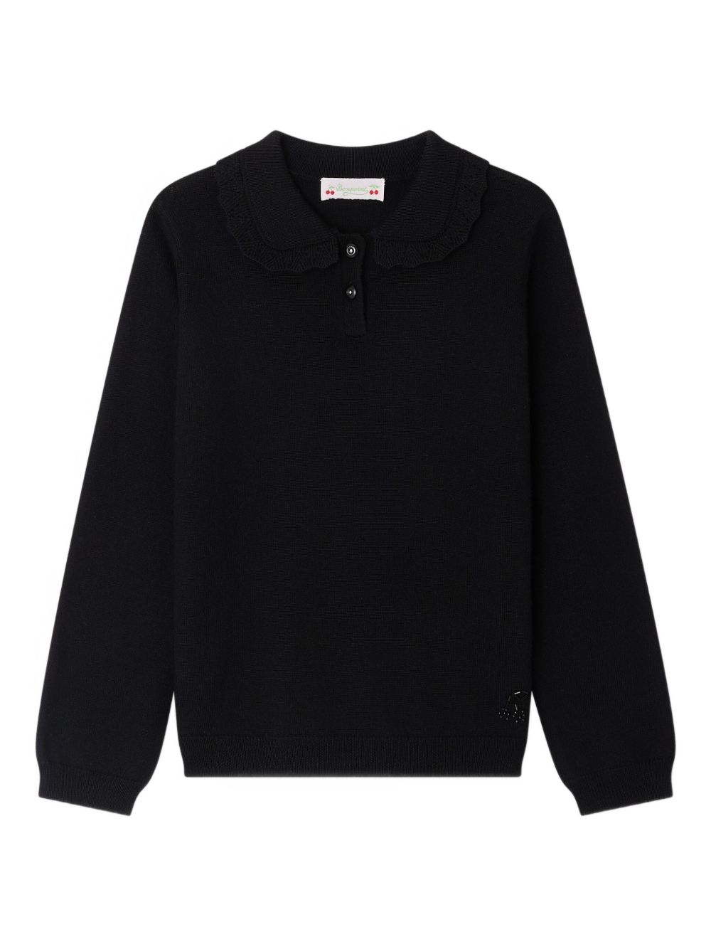 Maglione per bambina Bonpoint nero con colletto con ruches W05GJUK00017 099 BONPOINT KIDS 