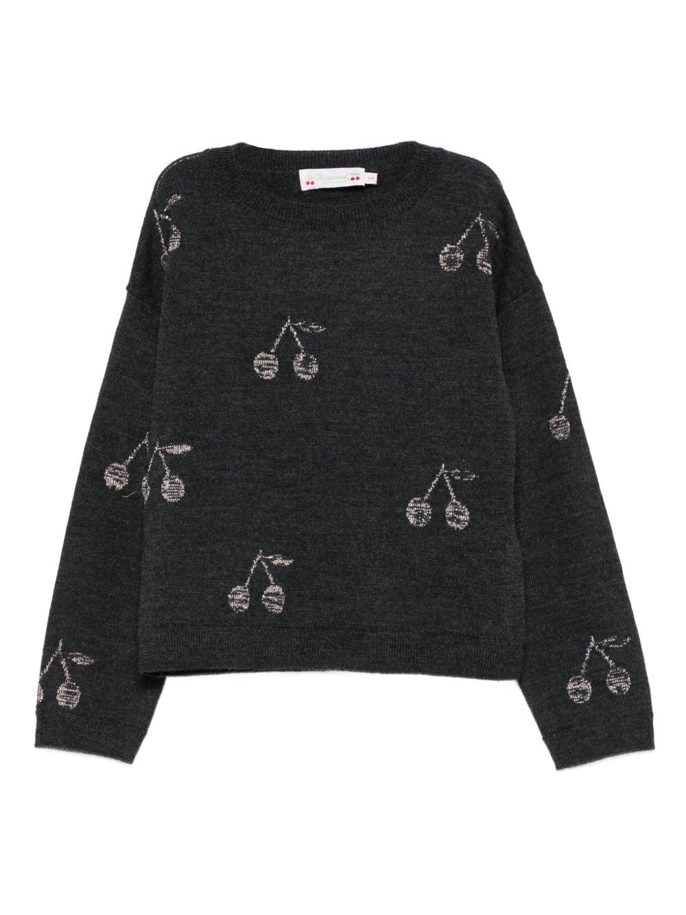 Maglione per bambina Bonpoint grigio con motivo ciliegie W05GJUK00021 194 BONPOINT KIDS 
