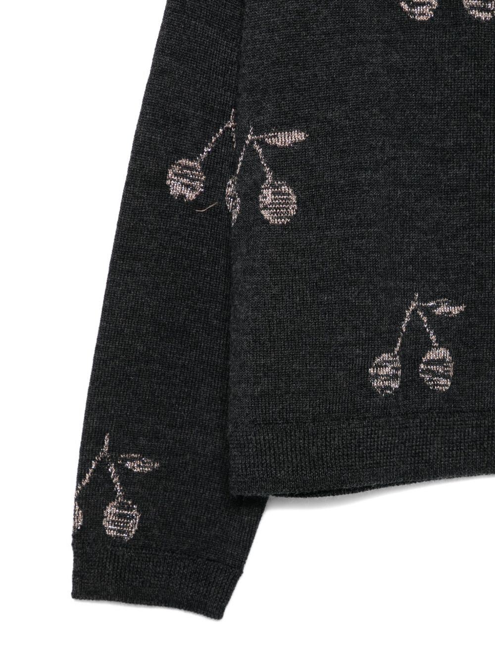 Maglione per bambina Bonpoint grigio con motivo ciliegie W05GJUK00021 194 BONPOINT KIDS 