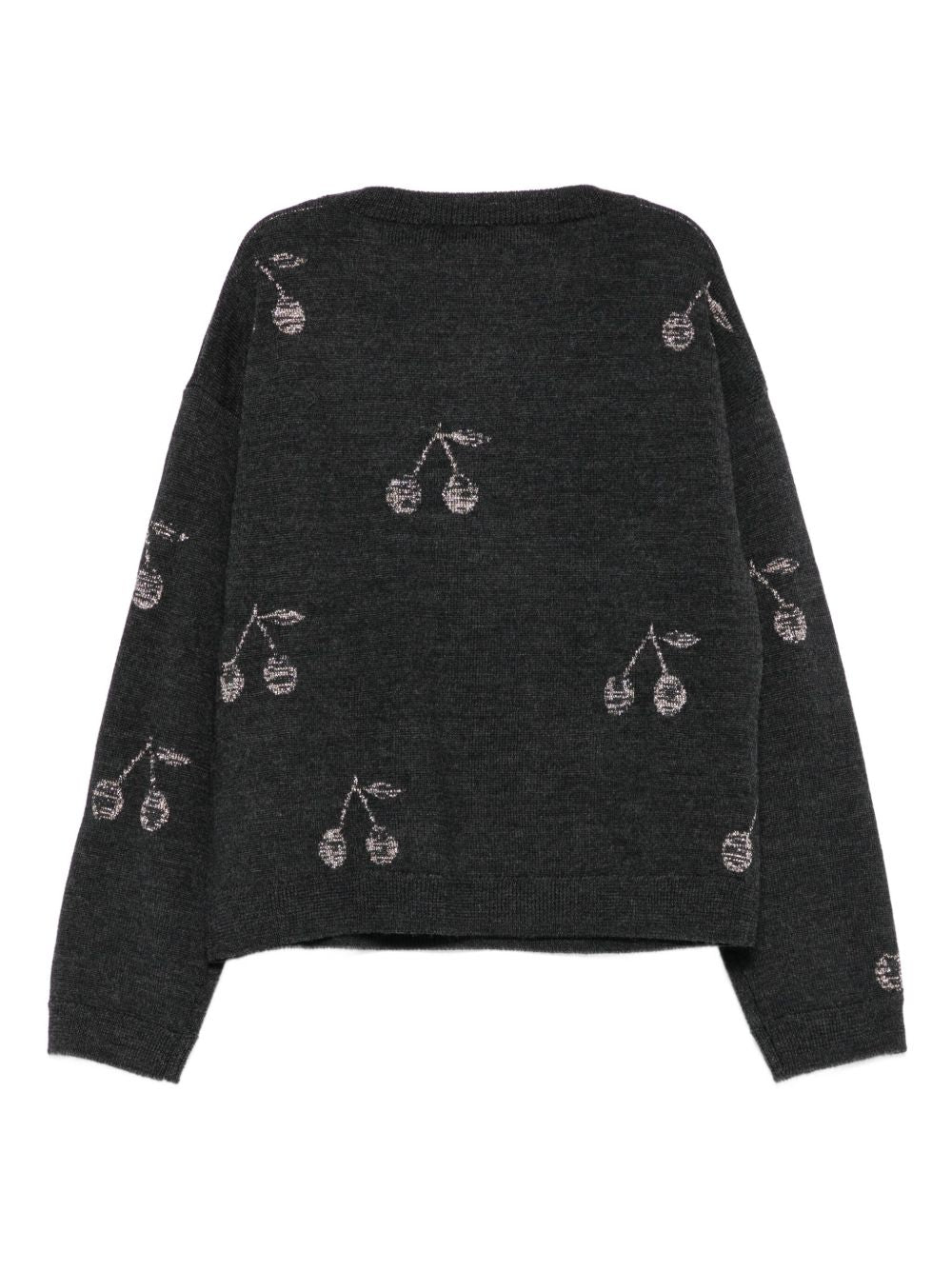 Maglione per bambina Bonpoint grigio con motivo ciliegie W05GJUK00021 194 BONPOINT KIDS 
