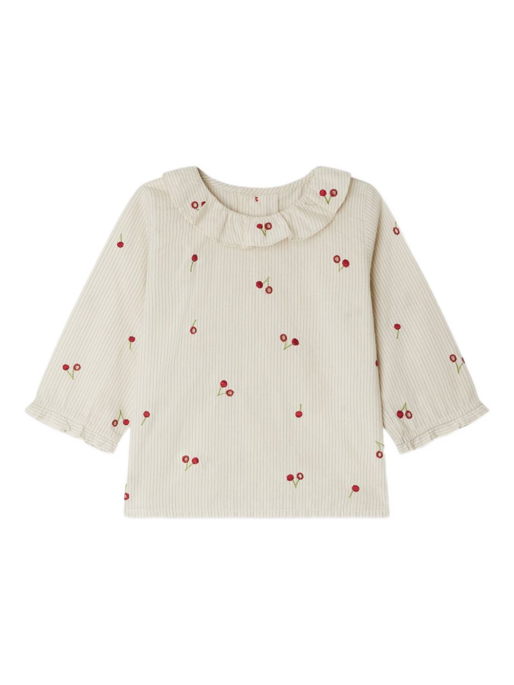 Blusa per neonata Bonpoint bianco con ricamo con ciliegie W05XBLW00006 151E BONPOINT KIDS 