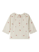 Blusa per neonata Bonpoint bianco con ricamo con ciliegie W05XBLW00006 151E BONPOINT KIDS 