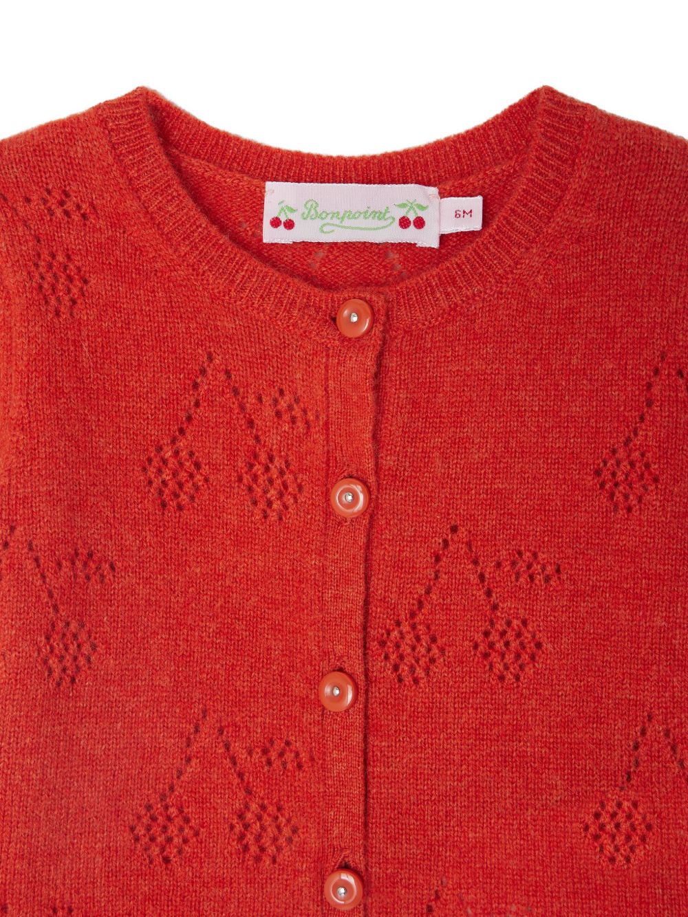 Cardigan per neonata Bonpoint rosso con motivo a ciliegie W05XCAK00005 037B BONPOINT KIDS 