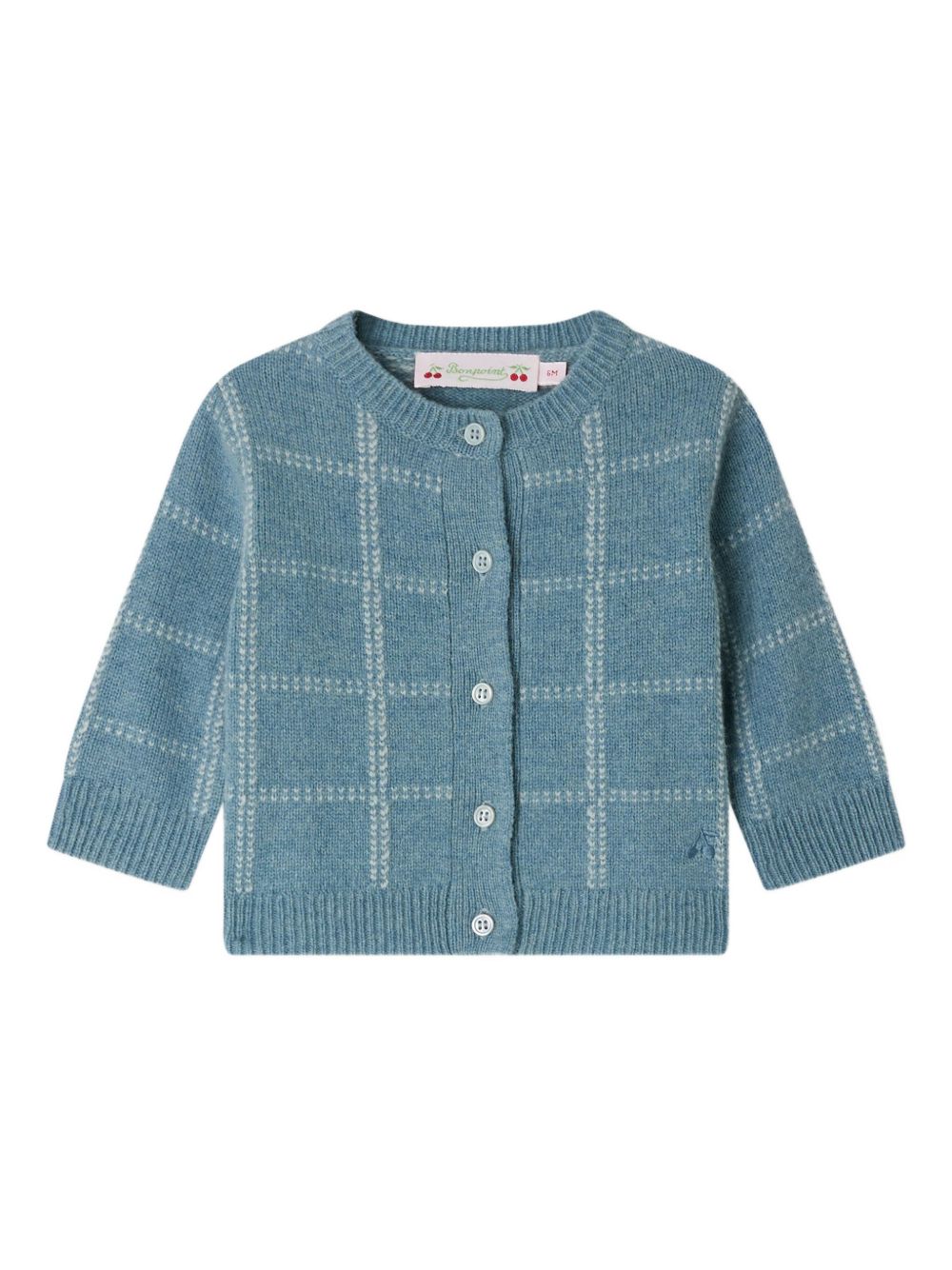 Cardigan per neonata Bonpoint azzurro a quadri W05XCAK00006 012 BONPOINT KIDS 