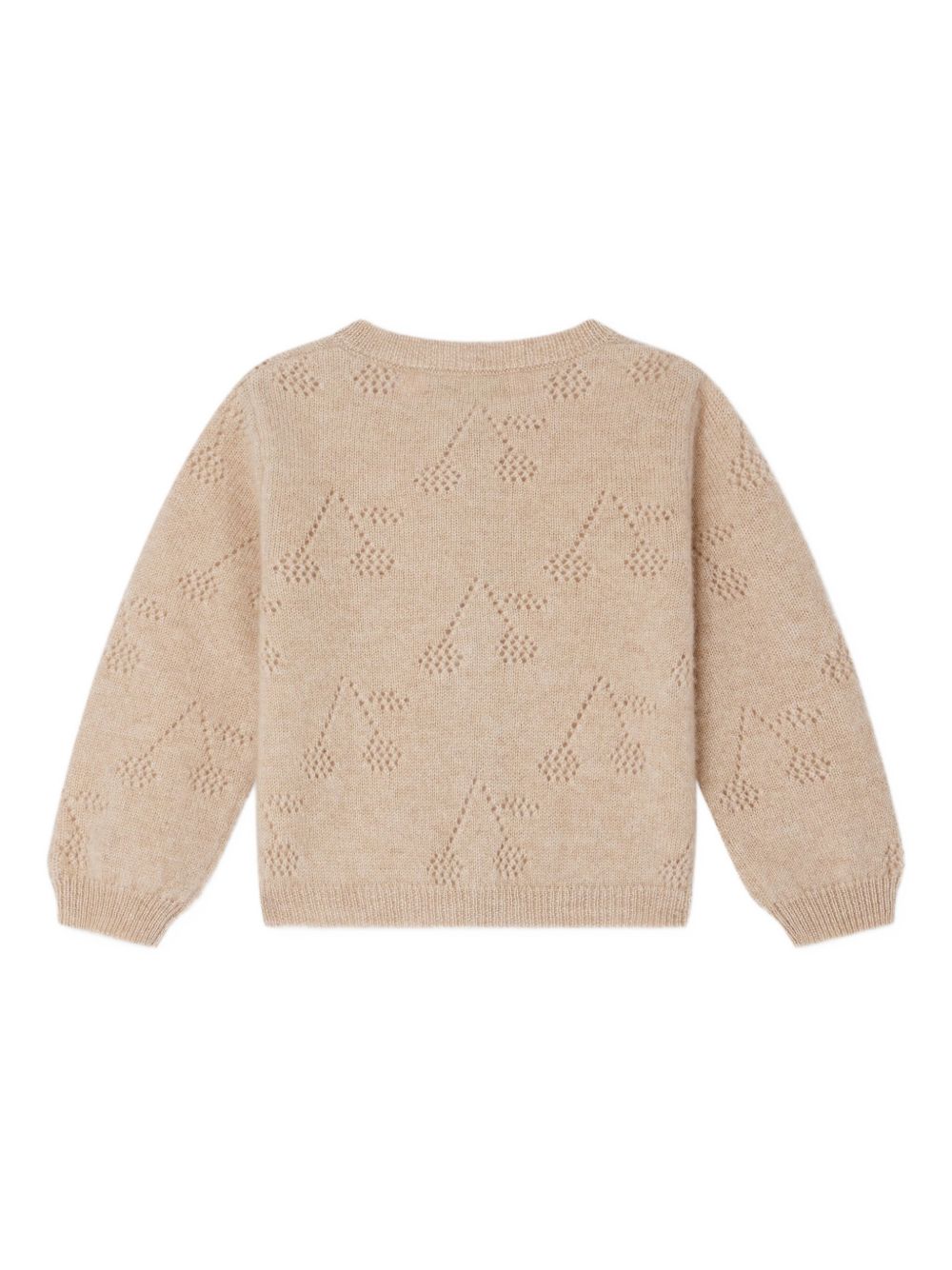 Cardigan per neonata Bonpoint beige con bottoni e motivo a ciliege W05XCAK00008 060 BONPOINT KIDS 
