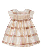 Abito per neonata Bonpoint beige con motivo a quadri e dettagli plissettati W05XDRW00021 303 BONPOINT KIDS 