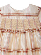 Abito per neonata Bonpoint beige con motivo a quadri e dettagli plissettati W05XDRW00021 303 BONPOINT KIDS 