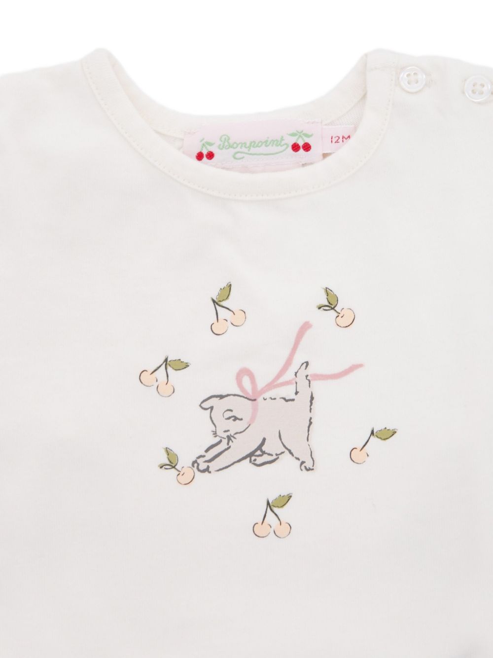 T-shirt per neonata Bonpoint bianca a maniche lunghe W05XTSK00003 103 BONPOINT KIDS 