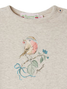 T-shirt per neonata Bonpoint beige con stampa uccellino e scollo rotondo W05XTSK00004 160A BONPOINT KIDS 