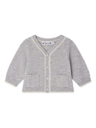 Cardigan per neonato Bonpoint grigio con applicazione W05YCAK00001 014A BONPOINT KIDS 
