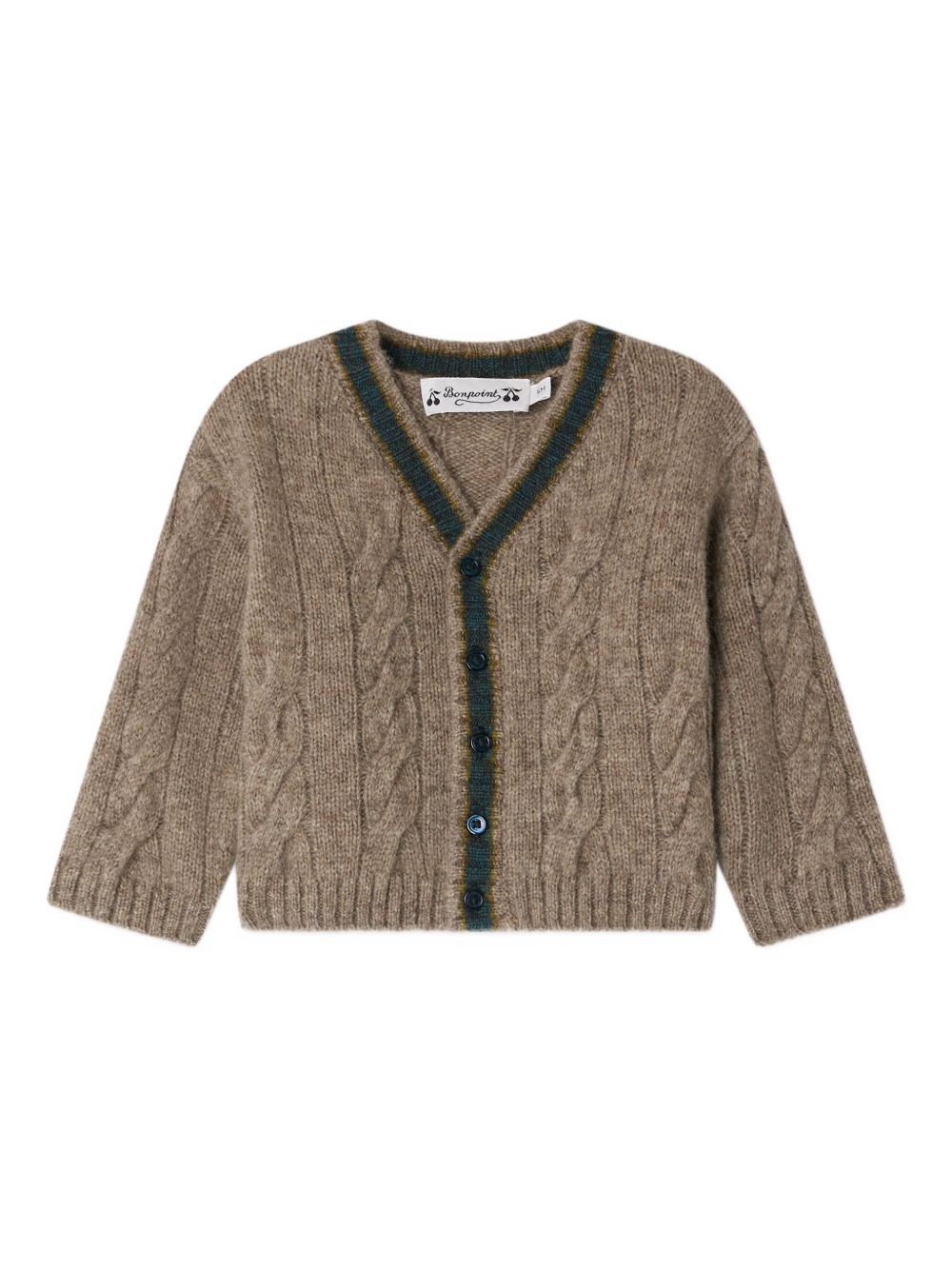 Cardigan per neonato Bonpoint marrone in maglia a trecce W05YCAK00005 262 BONPOINT KIDS 