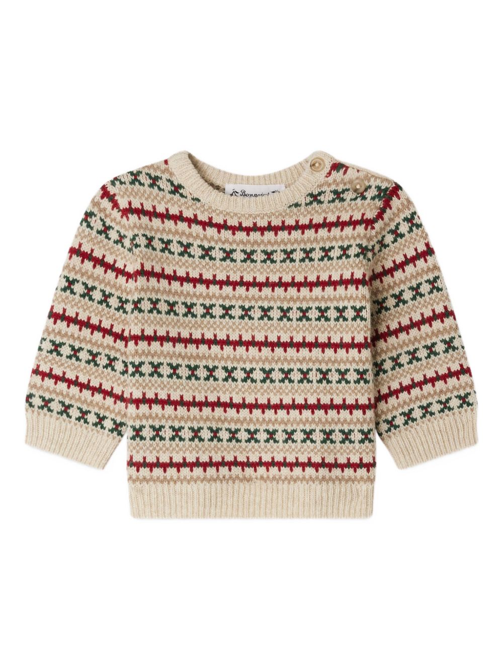 Maglione per neonato Bonpoint beige con motivo Fair Isle W05YJUK00002 975 BONPOINT KIDS 