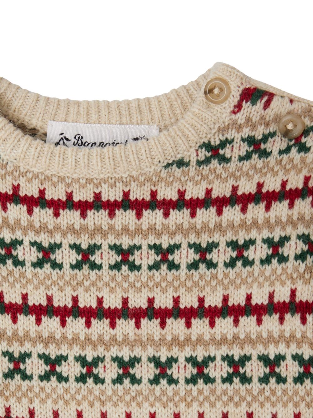 Maglione per neonato Bonpoint beige con motivo Fair Isle W05YJUK00002 975 BONPOINT KIDS 