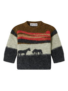 Maglione per neonato Bonpoint multicolor a righe con silhouette animalier W05YJUK00003 946 BONPOINT KIDS 