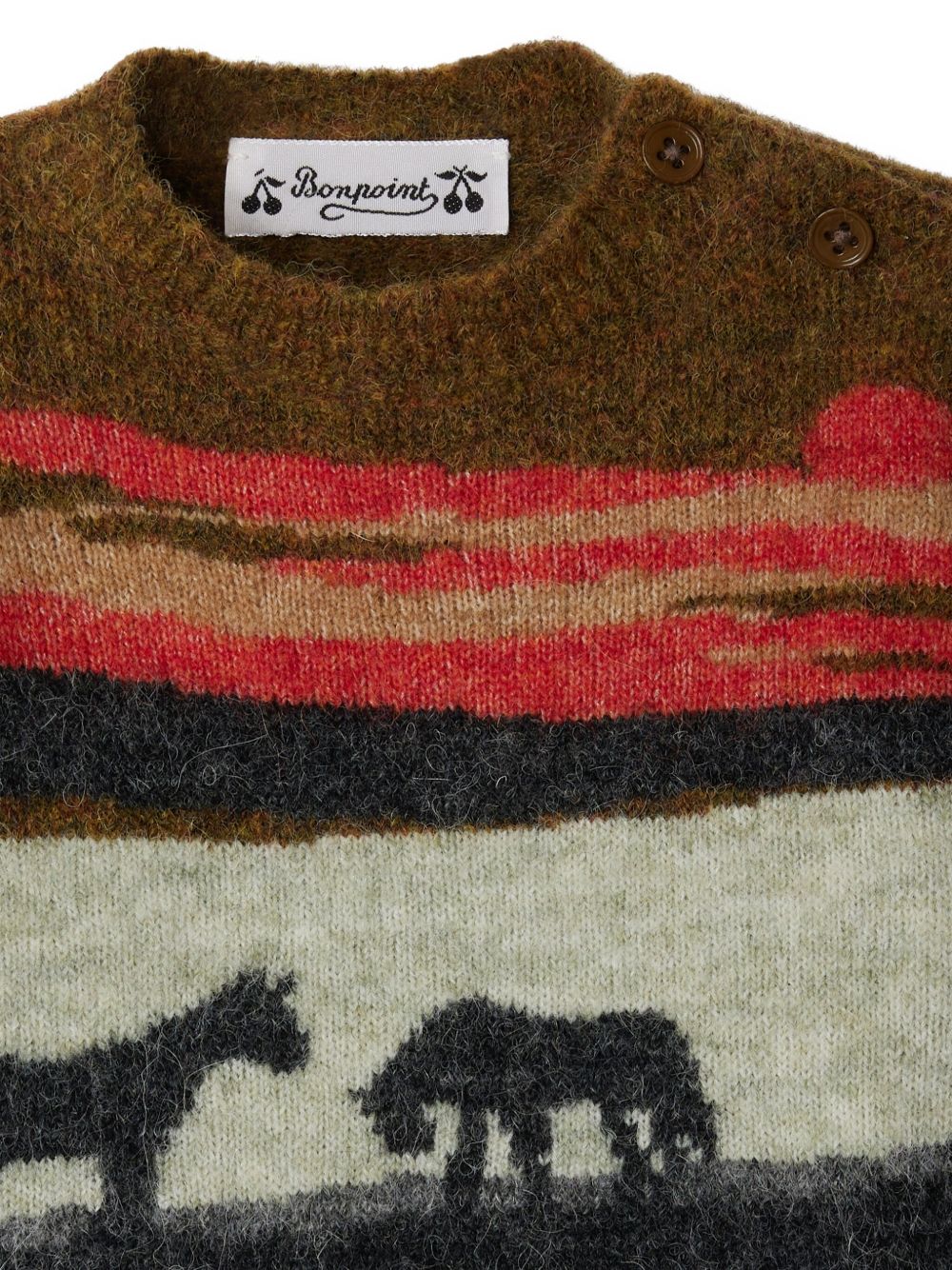 Maglione per neonato Bonpoint multicolor a righe con silhouette animalier W05YJUK00003 946 BONPOINT KIDS 