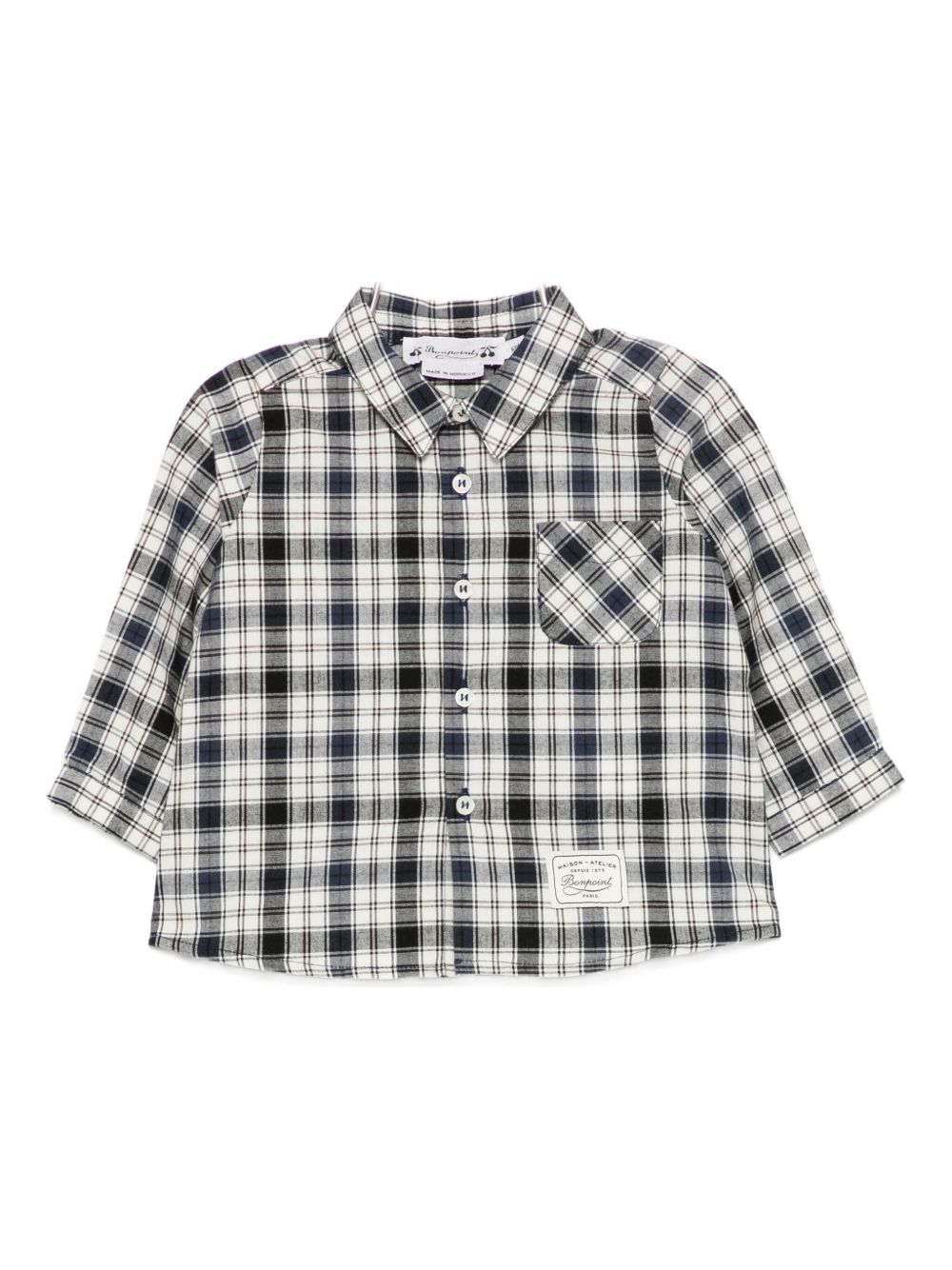 Camicia per neonato Bonpoint bianco con motivo a quadri W05YSHW00010 374 BONPOINT KIDS 