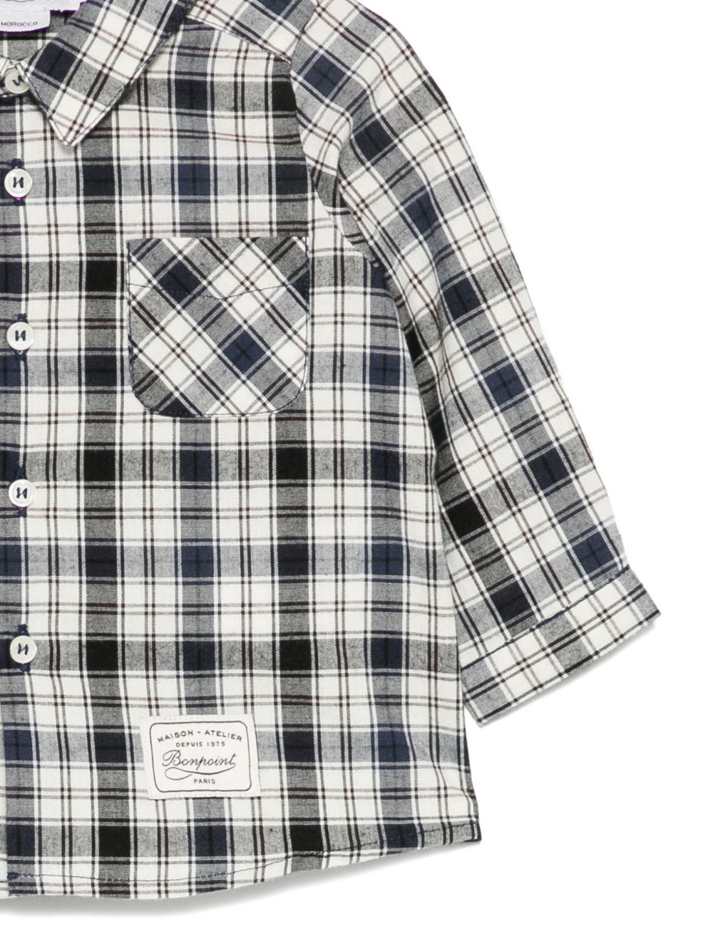 Camicia per neonato Bonpoint bianco con motivo a quadri W05YSHW00010 374 BONPOINT KIDS 