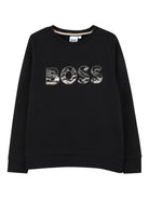 T-shirt per bambino BOSS Kids nera con stampa con logo J52349 09B BOSS KIDS 