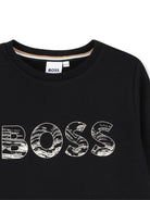 T-shirt per bambino BOSS Kids nera con stampa con logo J52349 09B BOSS KIDS 