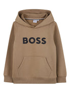 Felpa per bambino Boss Kids marrone con dettaglio logo J52351 269 BOSS KIDS 