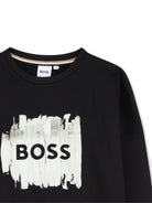 Felpa per bambino Boss Kids nera con stampa con logo J52356 09B BOSS KIDS 