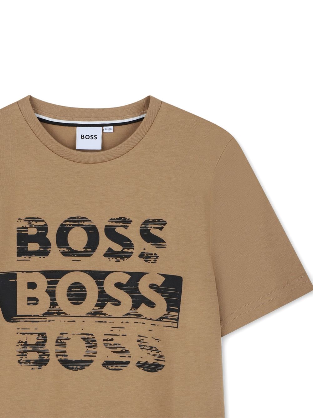 T-shirt per bambino BOSS Kids marrone con stampa logo J52366 269 BOSS KIDS 