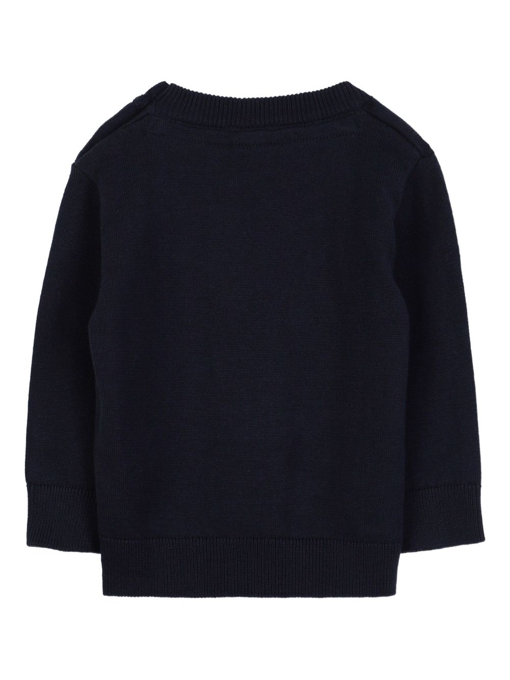 Maglione per neonato BOSS Kidswear blu girocollo con logo ricamato J52455 849 BOSS KIDS 