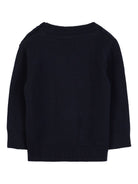 Maglione per neonato BOSS Kidswear blu girocollo con logo ricamato J52455 849 BOSS KIDS 