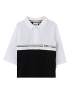 Polo per neonato Boss Kids bianca e nera con design color-block J52456 09B BOSS KIDS 