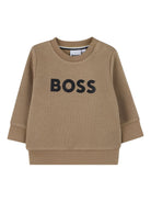 Felpa per neonato Boss Kids marrone con stampa logo J52458 269 BOSS KIDS 