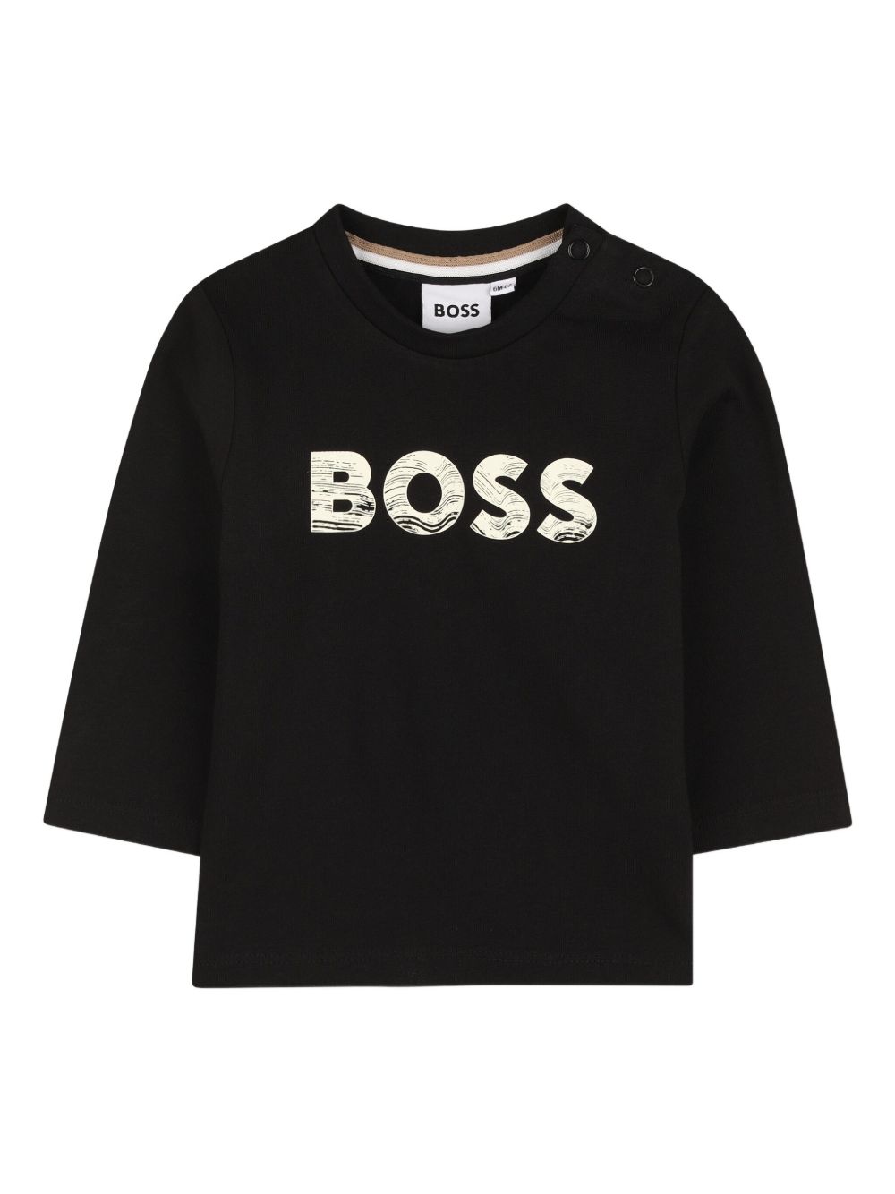 T-shirt per neonato BOSS Kids nera con stampa con logo J52467 09B BOSS KIDS 
