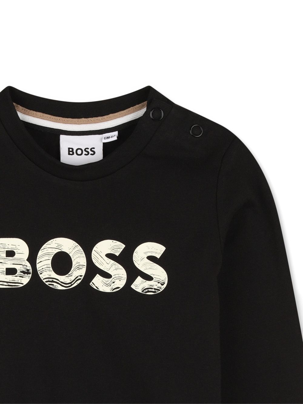 T-shirt per neonato BOSS Kids nera con stampa con logo J52467 09B BOSS KIDS 