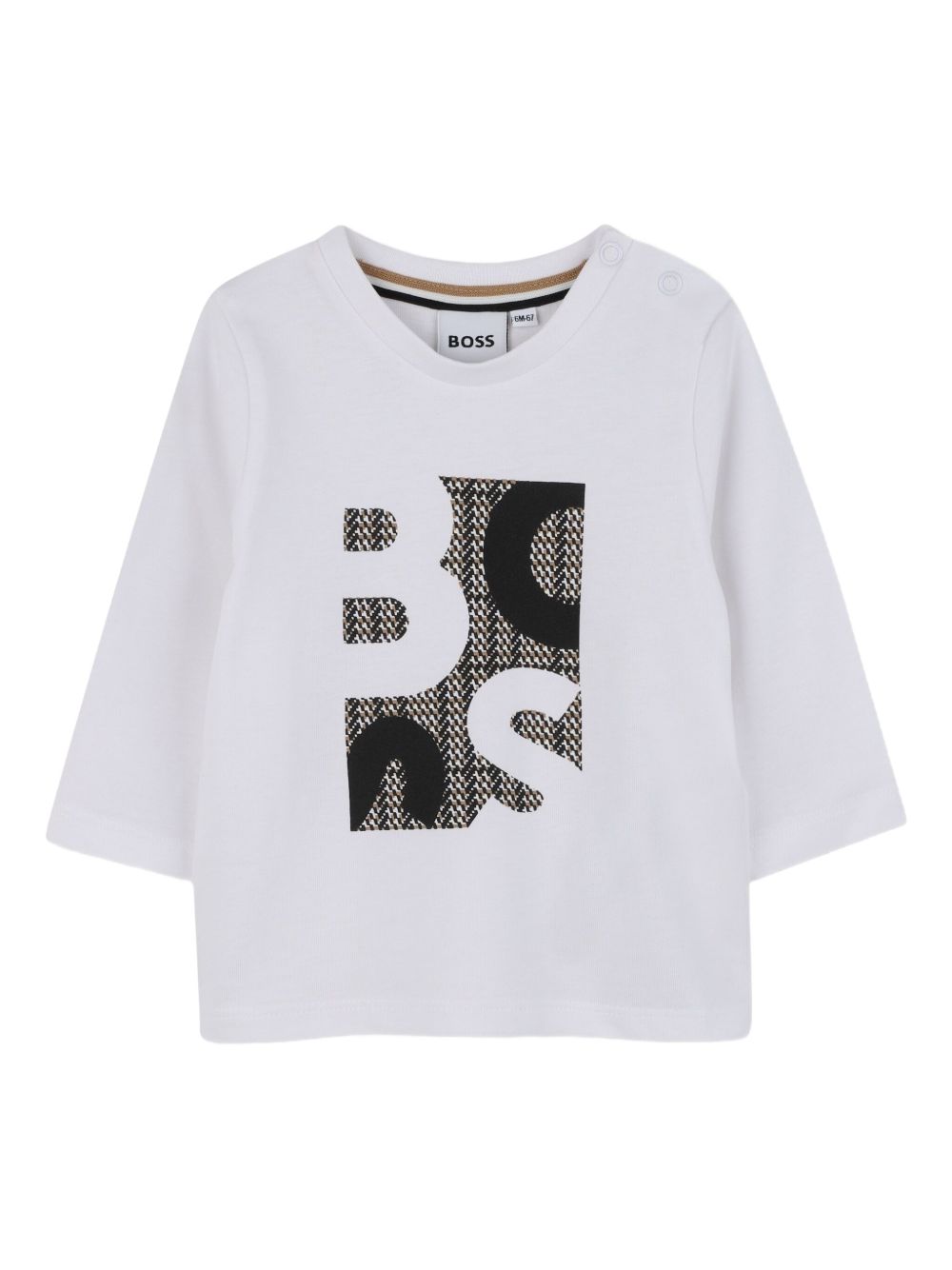 T-shirt per neonato Boss Kidswear bianco con stampa con logo J52472 N50 BOSS KIDS 