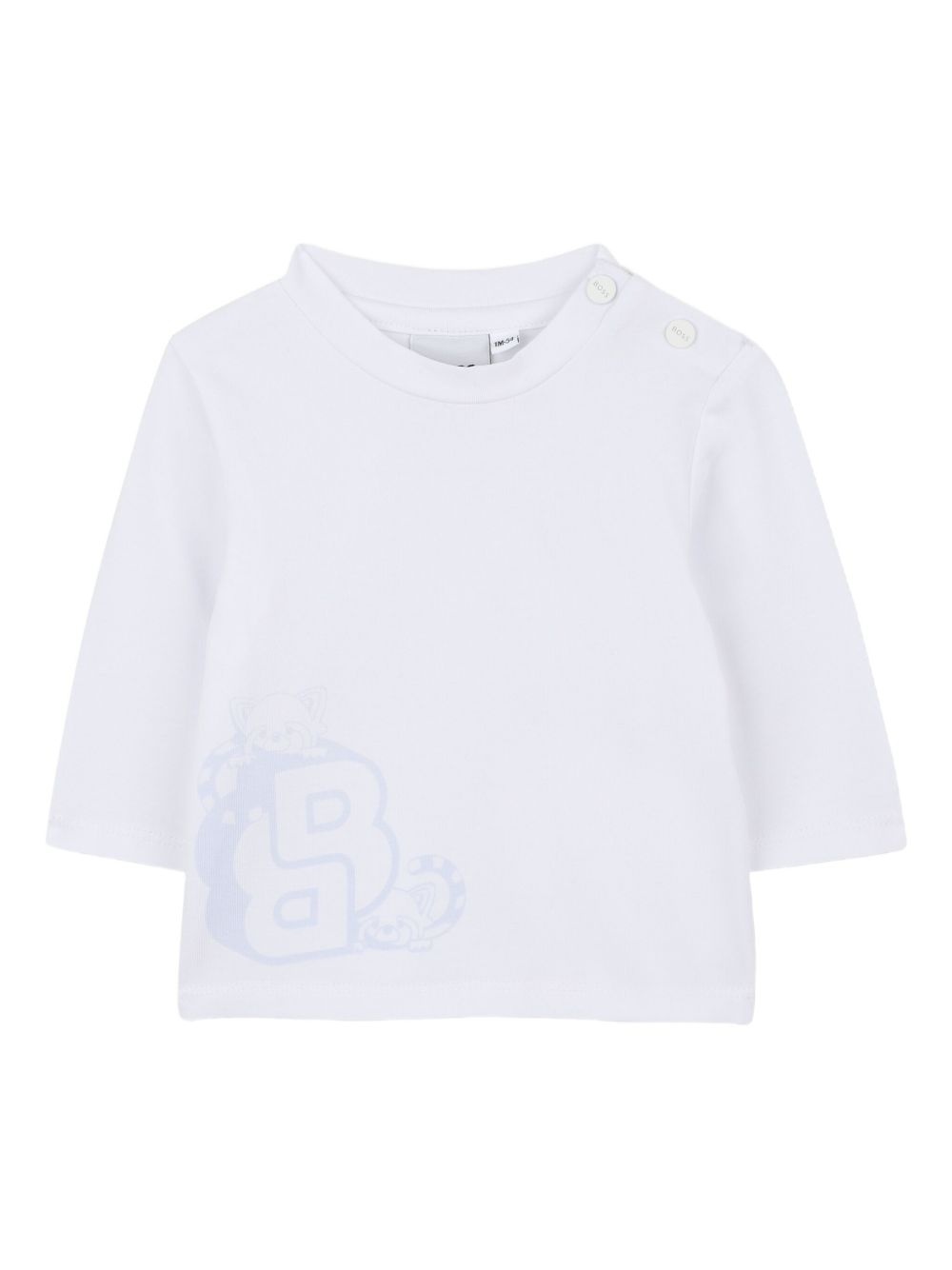 T-shirt per neonato Boss Kids bianca con grafica con logo J52518 10P BOSS KIDS 