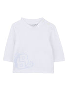 T-shirt per neonato Boss Kids bianca con grafica con logo J52518 10P BOSS KIDS 