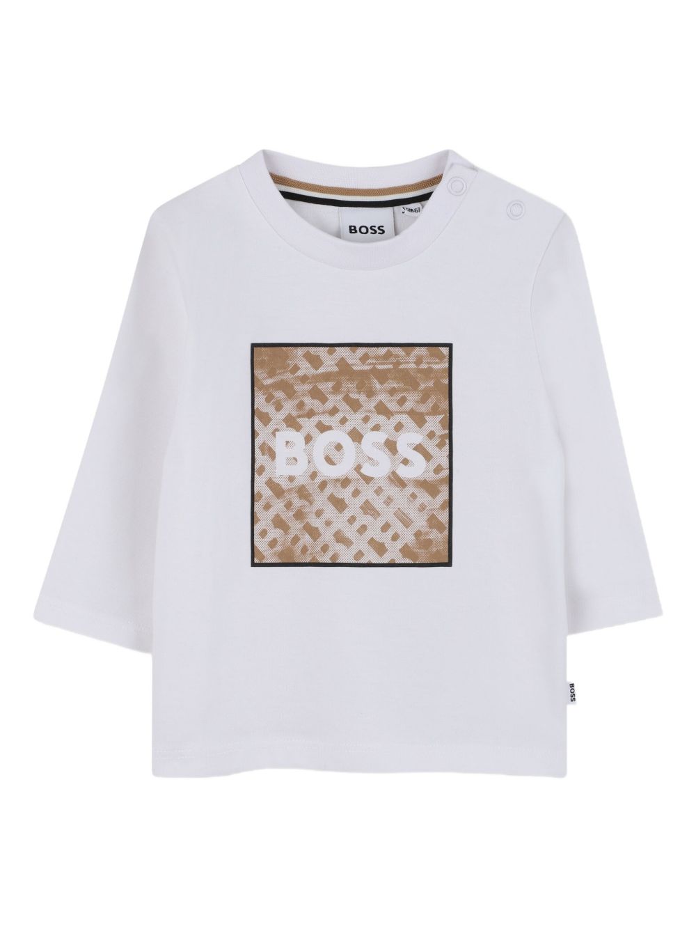 T-shirt per neonato Boss Kids bianco con stampa logo sul davanti J52715 10P BOSS KIDS 