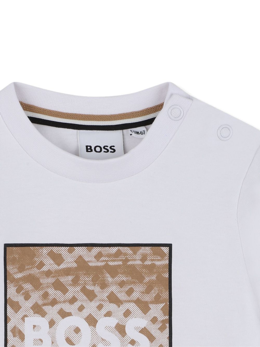 T-shirt per neonato Boss Kids bianco con stampa logo sul davanti J52715 10P BOSS KIDS 
