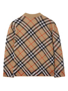 Cardigan per bambino Burberry Kids beige con motivo a quadri 8104300 B9368 BURBERRY KIDS 