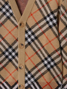 Cardigan per bambino Burberry Kids beige con motivo a quadri 8104300 B9368 BURBERRY KIDS 