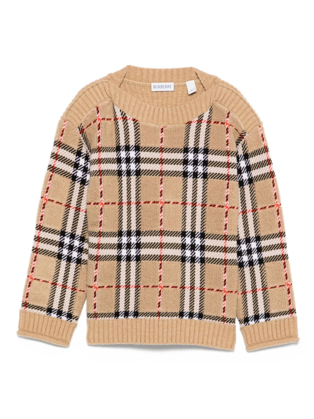 Maglione per bambina Burberry Kids beige con motivo a quadri 8105822 B9368 BURBERRY KIDS 