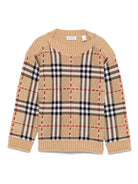Maglione per bambina Burberry Kids beige con motivo a quadri 8105822 B9368 BURBERRY KIDS 