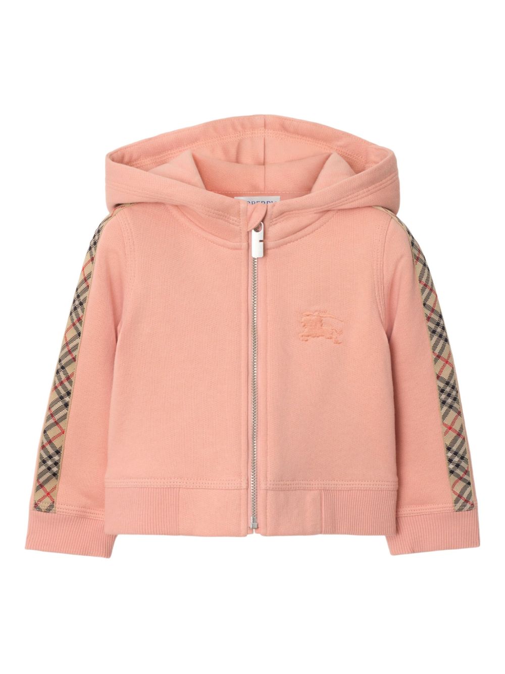 Felpa per neonata Burberry Kids rosa con finiture a quadri 8108907 C2229 BURBERRY KIDS 