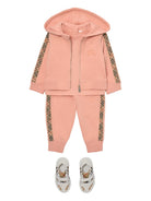 Felpa per neonata Burberry Kids rosa con finiture a quadri 8108907 C2229 BURBERRY KIDS 