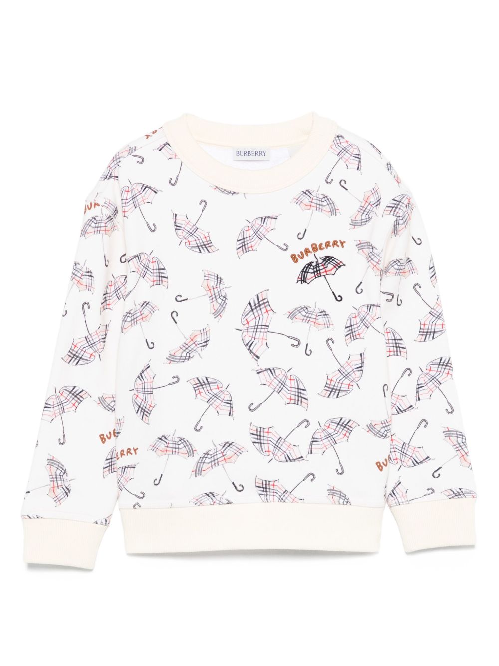 Felpa per bambino Burberry Kids bianco con stampa ombrello 8109044 B8769 BURBERRY KIDS 