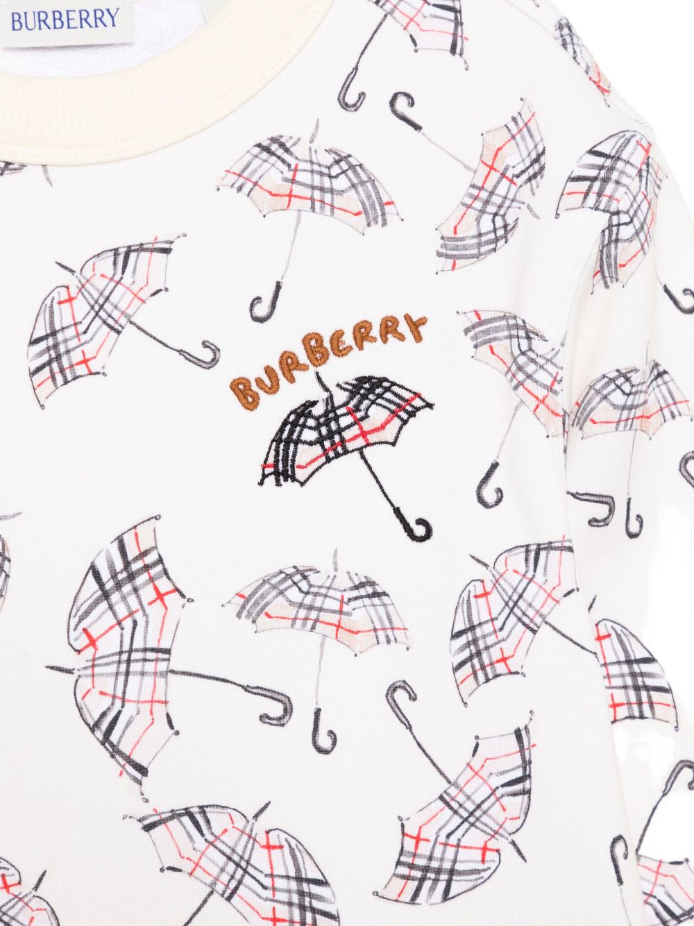Felpa per bambino Burberry Kids bianco con stampa ombrello 8109044 B8769 BURBERRY KIDS 