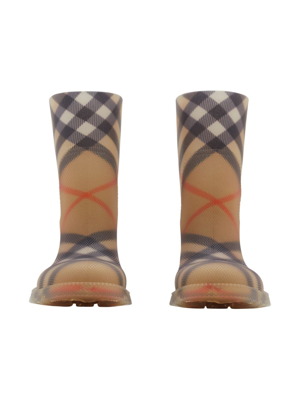 Stivali per la pioggia Marsh per bambini Burberry Kids beige con motivo vintage check 8110066 B9368 BURBERRY KIDS 
