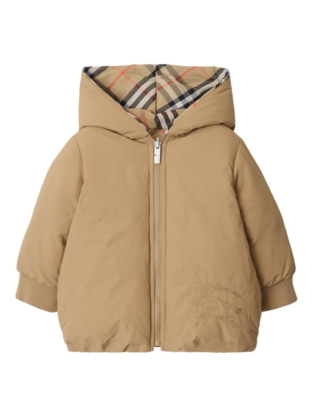 Piumino reversibile per neonato Burberry Kids marrone a quadri 8112753 B9368 BURBERRY KIDS 