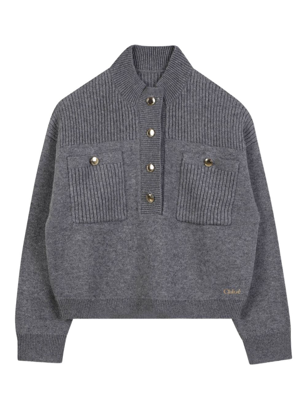Maglione per bambina Chloé Kids grigio con due tasche frontali C20636 A46 CHLOE' KIDS 