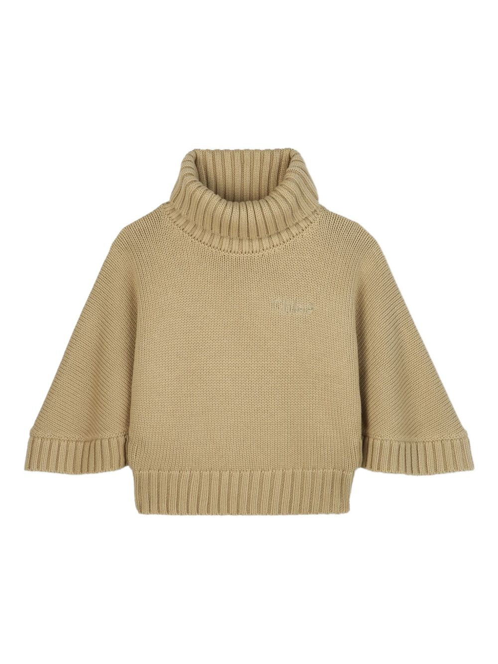 Maglione per bambina Chloé Kids beige con collo alto a coste C20642 63C CHLOE' KIDS 