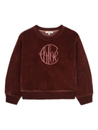 Felpa per bambina Chloé Kids rosso con logo ricamato C20648 958 CHLOE' KIDS 